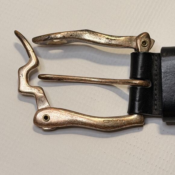 J.Lindeberg Belt Mens 34 Leather Made in Italy Sculptural Buckle 56L 9936 986 - Picture 3 of 8